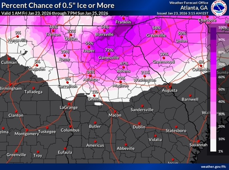 chance of .5" of ice