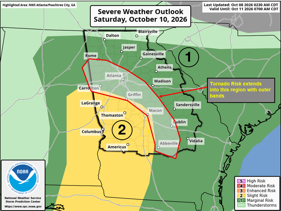Severe Weather Outlook for Saturday